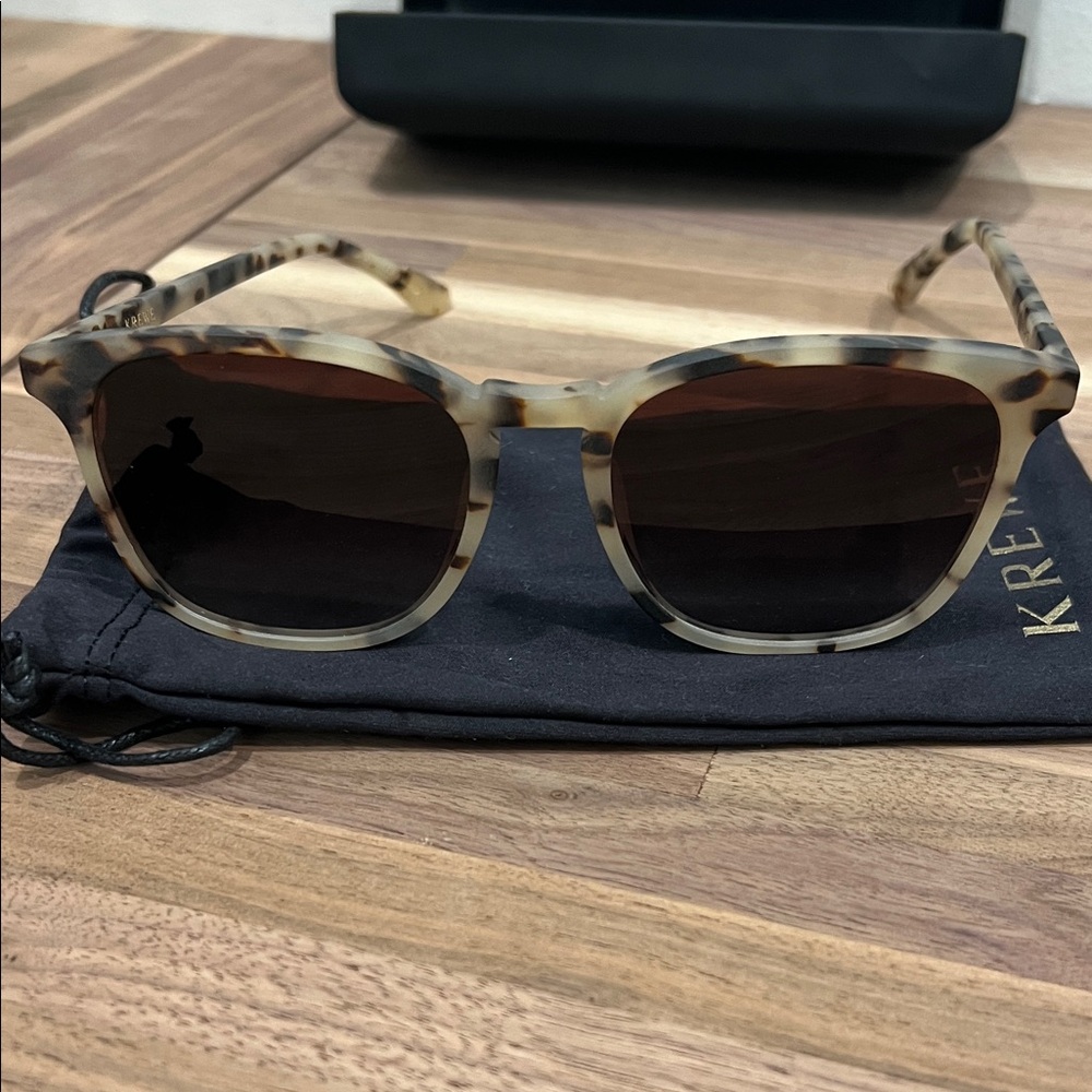 KREWE Tortoise Shell Sunglasses with Dark Lenses